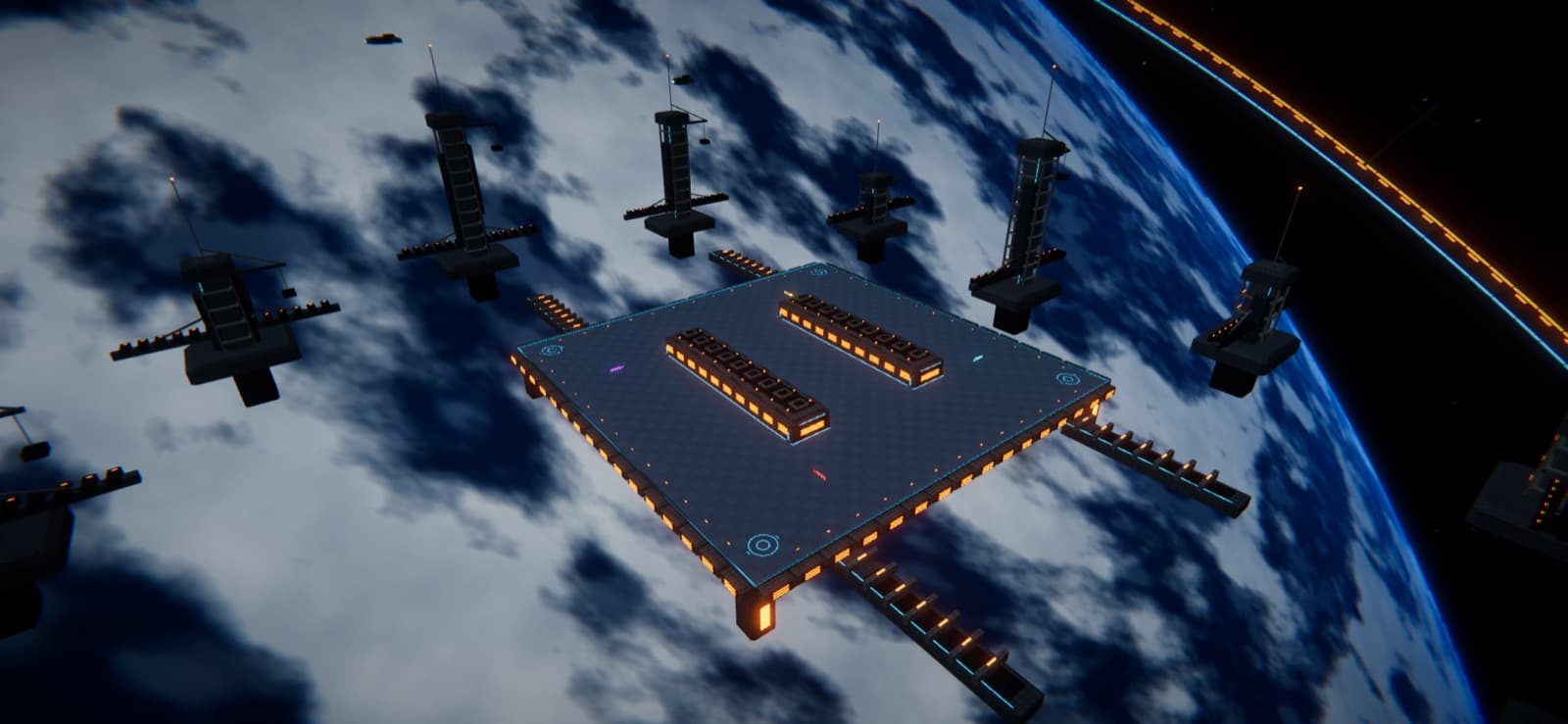 The Orbital Foundry arena seen from above the station