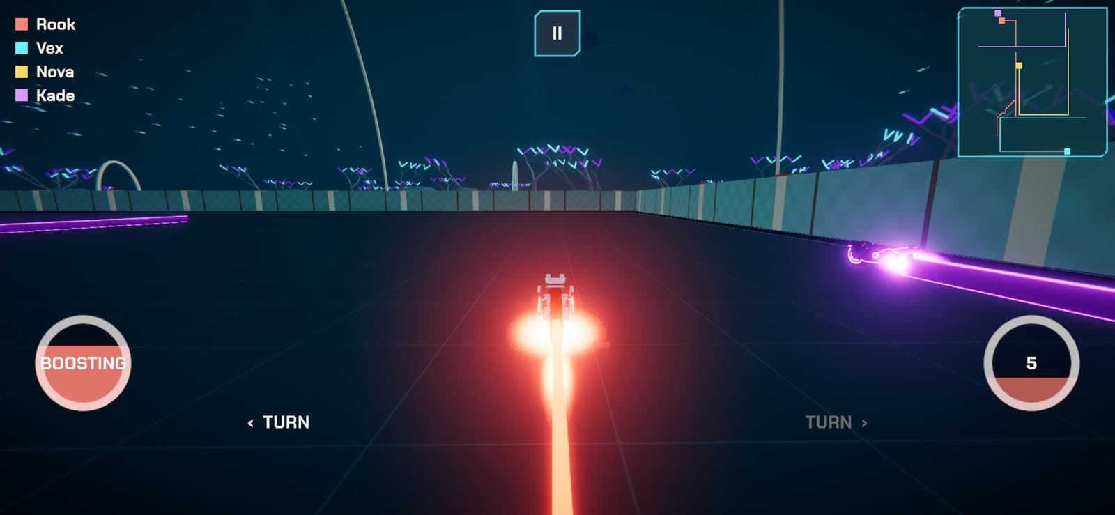 Boosting along the lower level of the underwater Tidal Vault while a rival closes in
